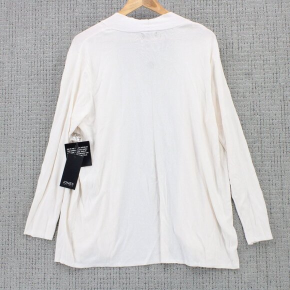 Jones New York Cardigan Womens XL White Solid Open Front Long Sleeve Cotton NWT - Picture 7 of 9